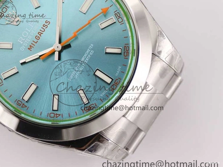 1:1 Milgauss ICE TWF Best SH3131 Blue Bracelet on 116400 SS GV 904L Dial Edition 0211